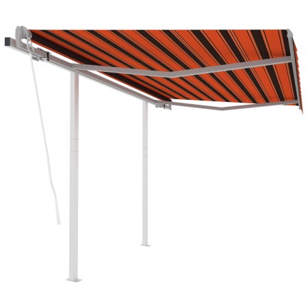 Tenda Retrattile Automatica con Pali 3,5x2,5m Arancio e Marrone