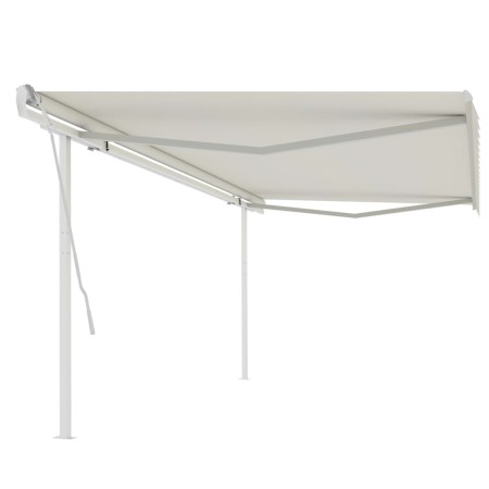 Tenda da Sole Retrattile Manuale con Pali 5x3,5 m Crema