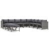 Set Divani da Giardino 11 pz con Cuscini in Polyrattan Grigio