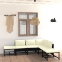 Set Divani da Giardino 6 pz con Cuscini in Polyrattan Nero