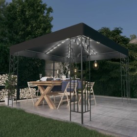 Gazebo con Stringa di Luci LED 3x3 m Antracite