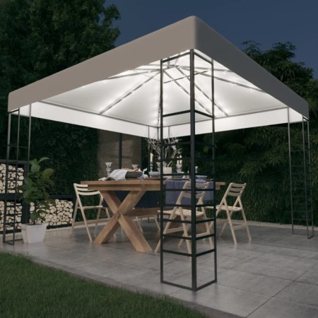 Gazebo da Giardino con Luci a Stringa LED 3x3 m Bianco