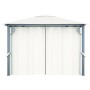 Gazebo con Tende Stringa di Luci LED 300x300 cm Crema Alluminio