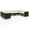 Set Divani da Giardino 9 pz con Cuscini in Polyrattan Nero