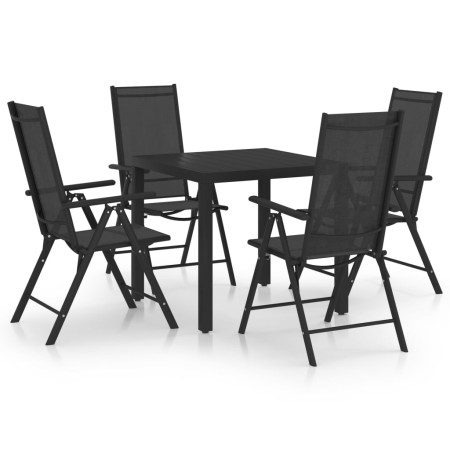 Set Mobili da Pranzo per Giardino 5 pz in Alluminio Nero