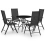 Set Mobili Pranzo per Giardino 5 pz in Alluminio Textilene Nero