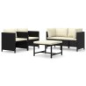 Set Divani da Giardino 5 pz con Cuscini in Polyrattan Nero