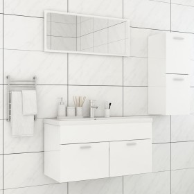 Set Mobili da Bagno Bianco Lucido in Truciolato