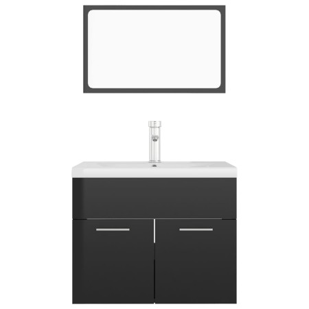 Set Mobili da Bagno Nero Lucido in Truciolato