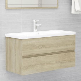 Mobile con Lavabo Integrato Rovere Sonoma in Legno Multistrato