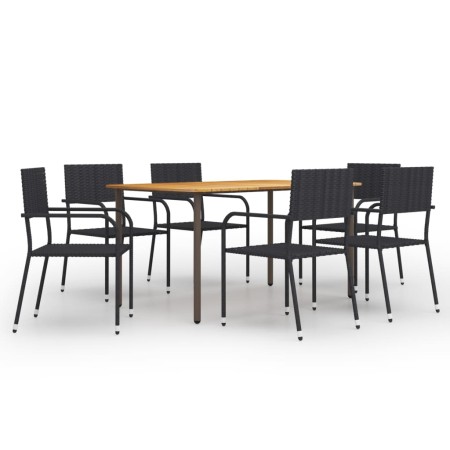 Set Mobili da Pranzo Giardino 7 pz in Polyrattan Nero