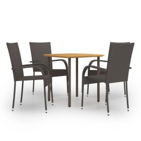 Set Mobili da Pranzo Giardino 5 pz in Polyrattan Marrone