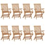 Sedie da Giardino con Cuscini Celesti 8 pz in Massello di Teak