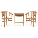 Set da Pranzo da Giardino 3 pz in Legno Massello di Teak