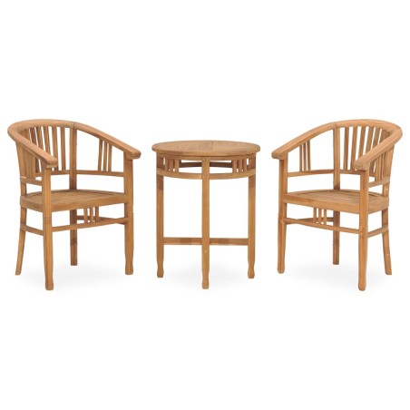 Set da Pranzo da Giardino 3 pz in Legno Massello di Teak