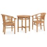 Set da Pranzo da Giardino 3 pz in Legno Massello di Teak