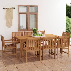 Set da Pranzo per Esterni 9 pz in Legno Massello di Teak