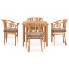 Set da Pranzo da Giardino 5 pz con Cuscini in Massello di Teak