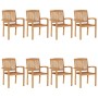 Sedie da Giardino Impilabili 8 pz con Cuscini Massello di Teak
