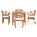 Set da Pranzo da Giardino 5 pz con Cuscini in Massello di Teak