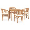 Set da Pranzo da Giardino 5 pz con Cuscini in Massello di Teak