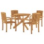 Set da Pranzo per Giardino 5 pz in Legno Massello di Teak