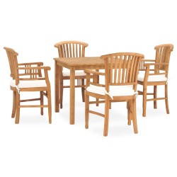 Set da Pranzo da Giardino 5 pz con Cuscini in Legno di Teak