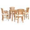 Set da Pranzo da Giardino 5 pz con Cuscini in Legno di Teak