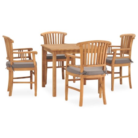 Set da Pranzo da Giardino 5 pz con Cuscini in Legno di Teak