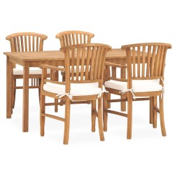 Set da Pranzo da Giardino 5 pz con Cuscini in Legno di Teak