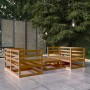 Set Divani da Giardino 5 pz Miele in Legno Massello di Pino