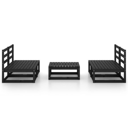 Set Divani da Giardino 5 pz Nero in Legno Massello di Pino