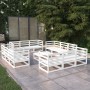 Set Divani da Giardino 13 pz Bianco in Legno Massello di Pino