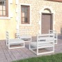 Set Divani da Giardino 4 pz Bianco in Legno Massello di Pino