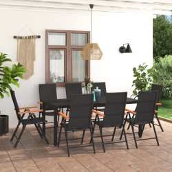 Set da Pranzo da Giardino 9 pz Nero e Marrone