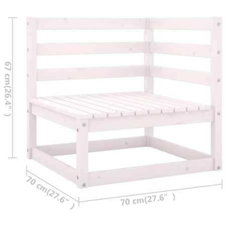 Set Divani da Giardino 5 pz Bianco in Legno Massello di Pino