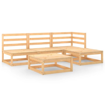 Set Divani da Giardino 5 pz in Legno Massello di Pino