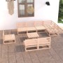 Set Divani da Giardino 9 pz in Legno Massello di Pino