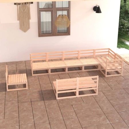 Set Divani da Giardino 9 pz in Legno Massello di Pino