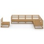 Set Divani da Giardino 7 pz Marrone Miele in Massello di Pino