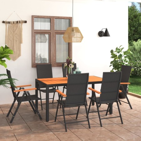 Set da Pranzo da Giardino 7 pz Nero e Marrone