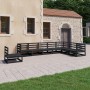 Set Divani da Giardino 8 pz Nero in Legno Massello di Pino