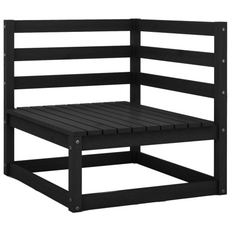 Set Divani da Giardino 10 pz Nero in Legno Massello di Pino