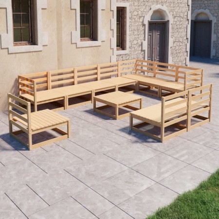 Set Divani da Giardino 11 pz in Legno Massello di Pino