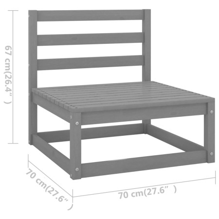 Set Divani da Giardino 12 pz Grigio in Legno Massello di Pino