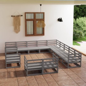 Set Divani da Giardino 13 pz in Legno Massello di Pino