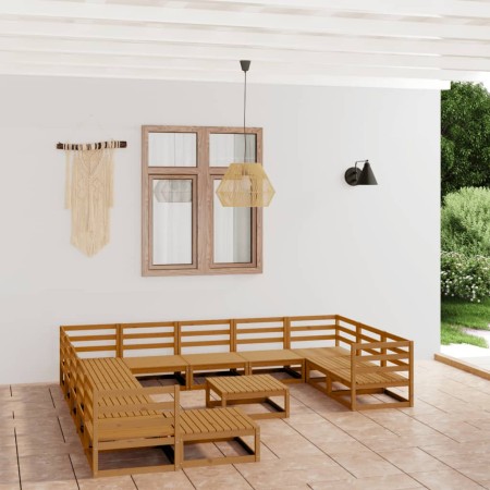 Set Divani da Giardino 13 pz in Legno Massello di Pino