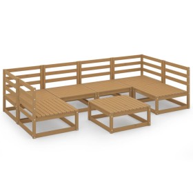 Set Divani da Giardino 7 pz in Legno Massello di Pino