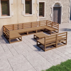 Set Divani da Giardino 10 pz in Legno Massello di Pino