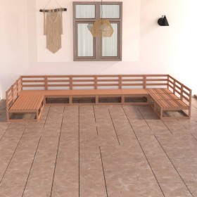 Set Divani da Giardino 10 pz in Legno Massello di Pino